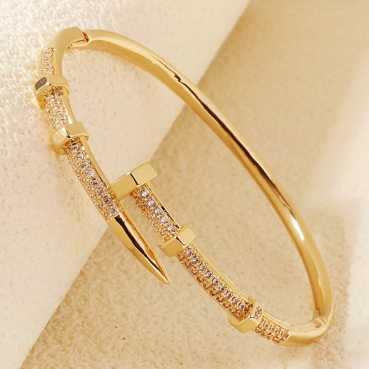 π CrystalClasp Elegance β Zircon Nail Bracelet for Women π
