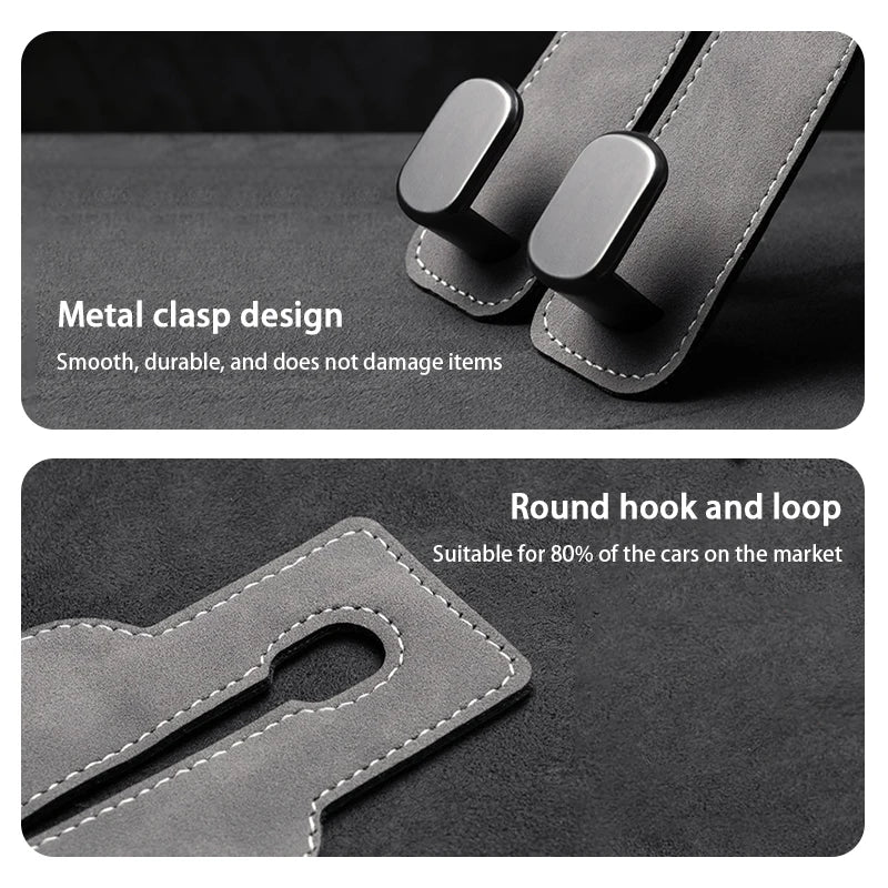 SuedeGrip™ – Premium Car Headrest Hook (20KG Load Capacity)