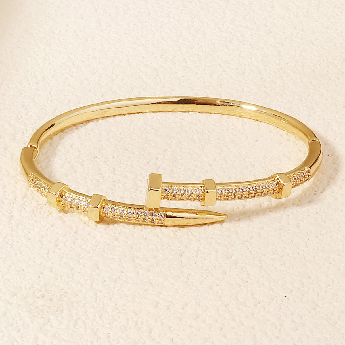 π CrystalClasp Elegance β Zircon Nail Bracelet for Women π