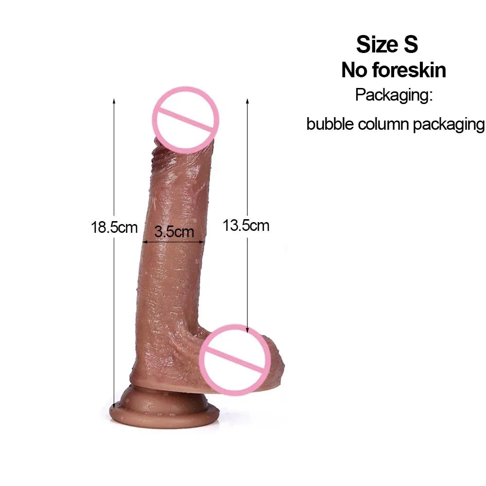 Silicone Real Big Thick Strap on Penis Foreskin Dick Anal Dildo Dilldo Masturbators Adult Sexy Toys for Women Men Girls Sexshop