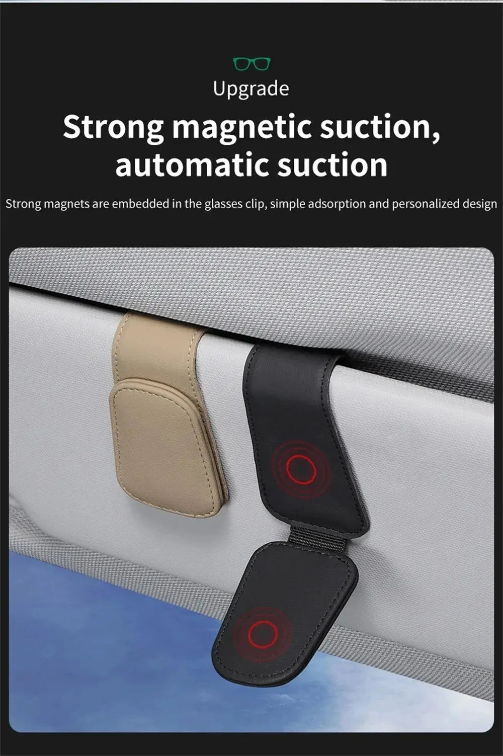 MagnoClip™ – Leather Magnetic Car Sun Visor Glasses Holder