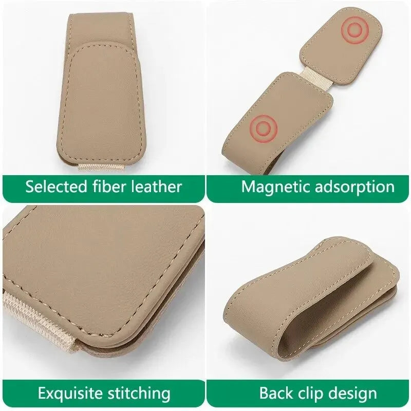 MagnoClip™ – Leather Magnetic Car Sun Visor Glasses Holder