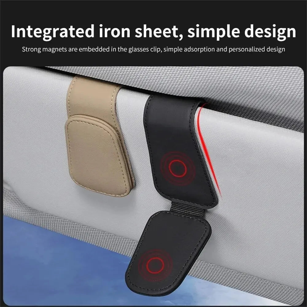 MagnoClip™ – Leather Magnetic Car Sun Visor Glasses Holder