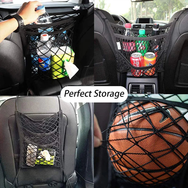 SafeNet™ – Elastic Car Storage Net & Pet Barrier for Front Seats