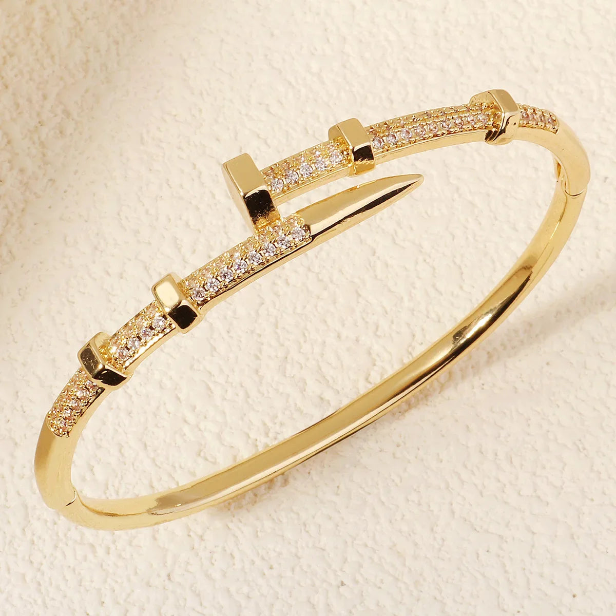 π CrystalClasp Elegance β Zircon Nail Bracelet for Women π