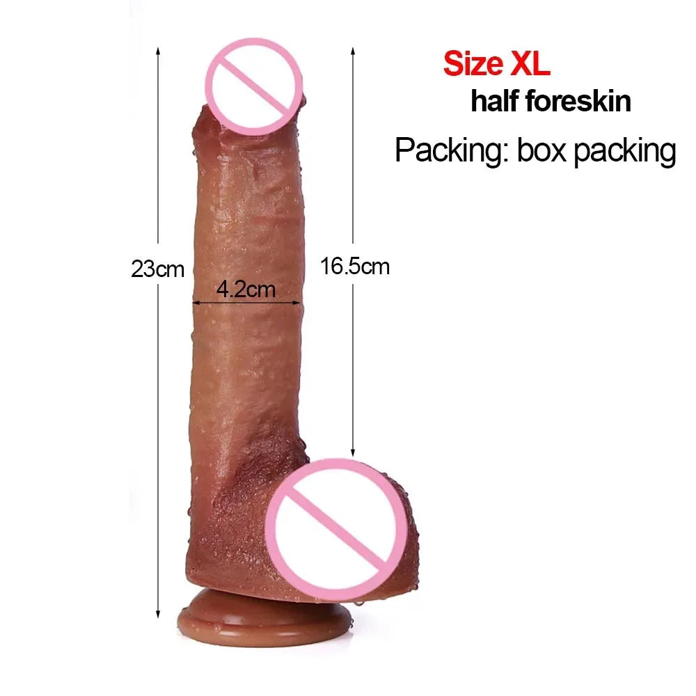 Silicone Real Big Thick Strap on Penis Foreskin Dick Anal Dildo Dilldo Masturbators Adult Sexy Toys for Women Men Girls Sexshop