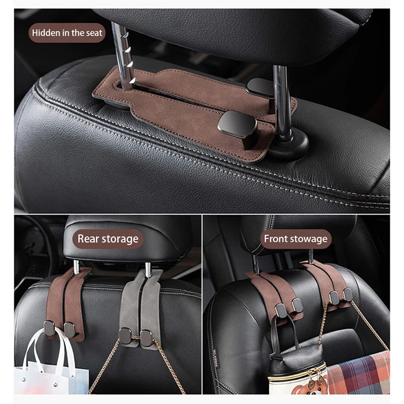 SuedeGrip™ – Premium Car Headrest Hook (20KG Load Capacity)