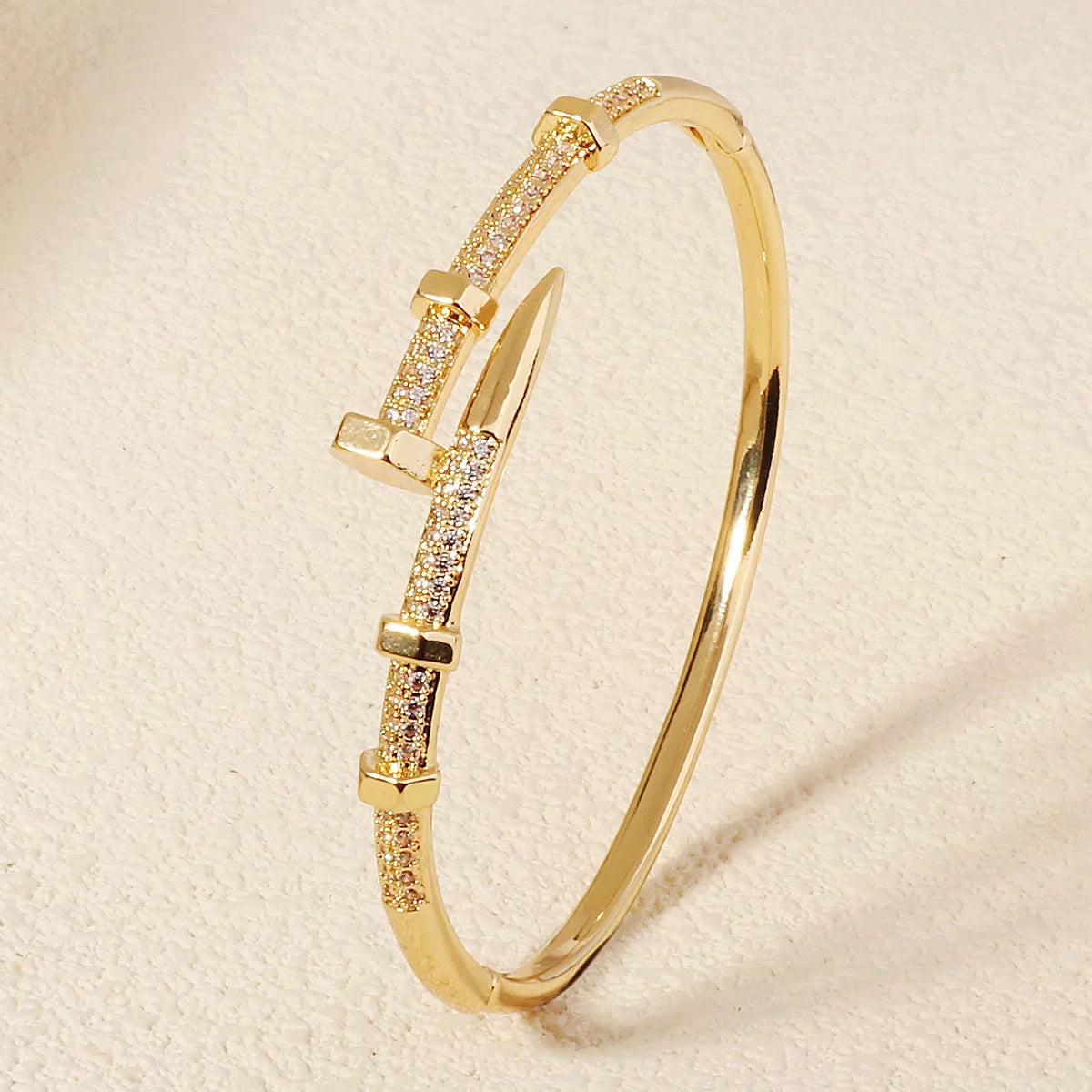 π CrystalClasp Elegance β Zircon Nail Bracelet for Women π