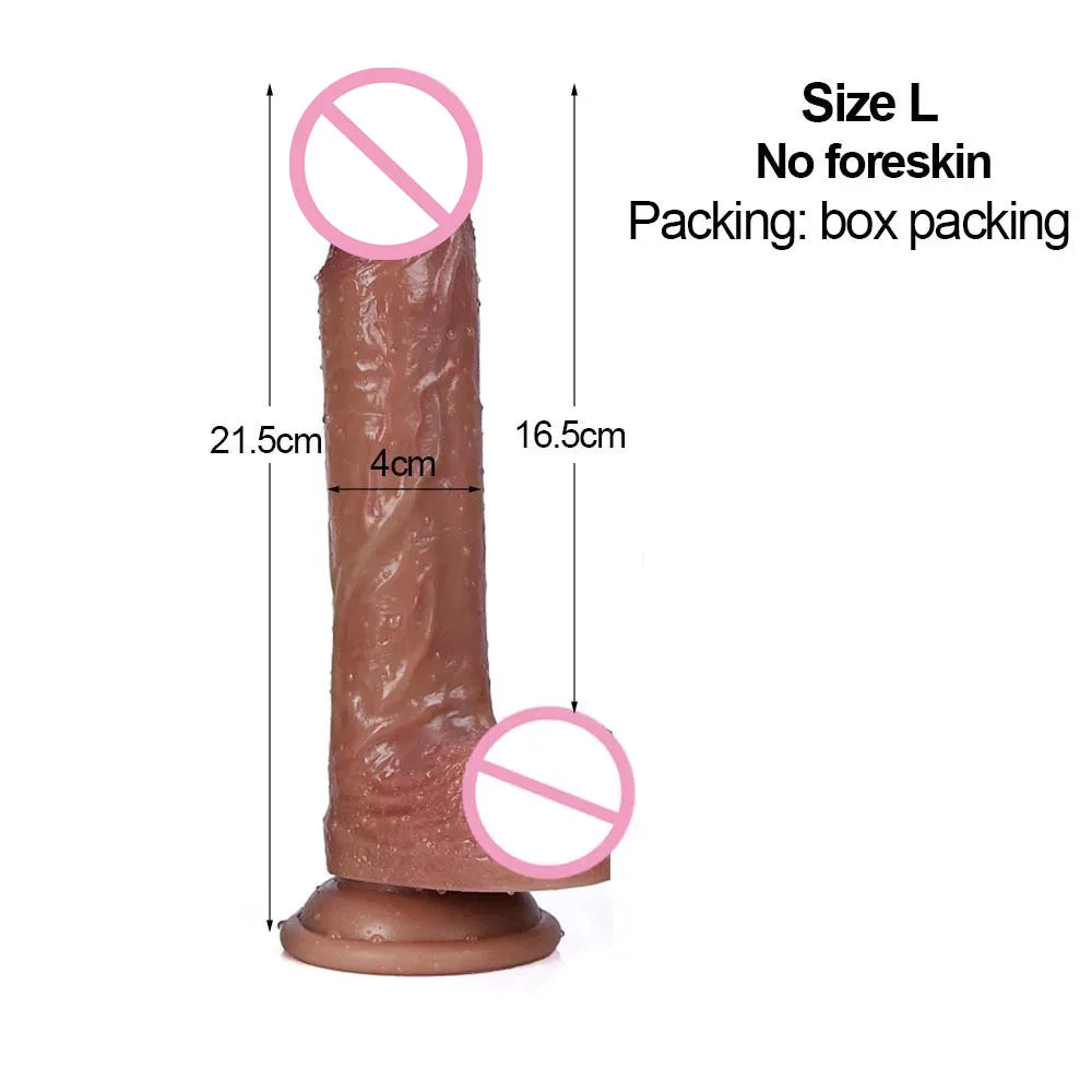 Silicone Real Big Thick Strap on Penis Foreskin Dick Anal Dildo Dilldo Masturbators Adult Sexy Toys for Women Men Girls Sexshop