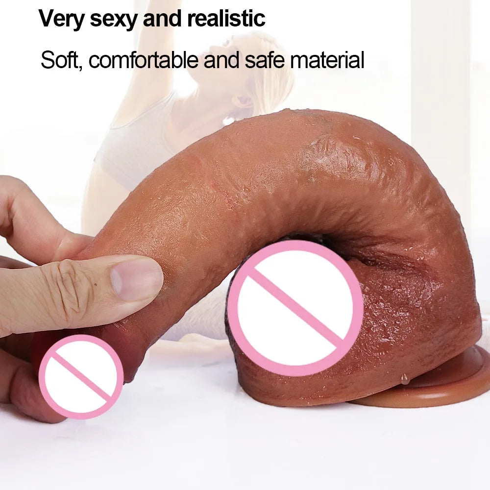 Silicone Real Big Thick Strap on Penis Foreskin Dick Anal Dildo Dilldo Masturbators Adult Sexy Toys for Women Men Girls Sexshop