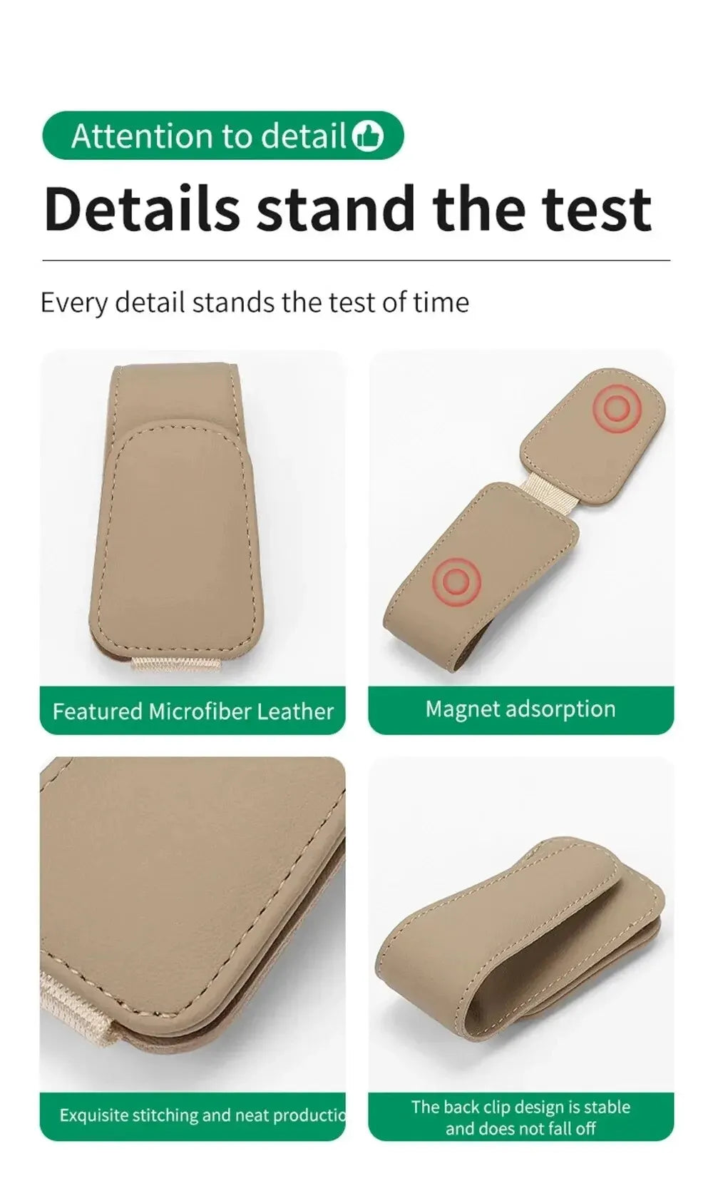 MagnoClip™ – Leather Magnetic Car Sun Visor Glasses Holder