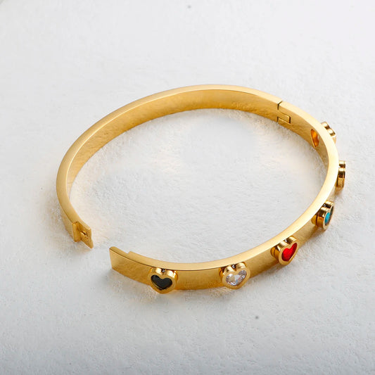 💖 Colourful Zircon Heart Bracelet – A Sparkle That Speaks of Love 💖