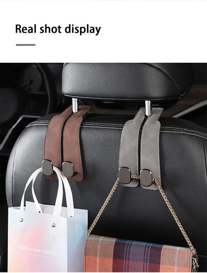 SuedeGrip™ – Premium Car Headrest Hook (20KG Load Capacity)
