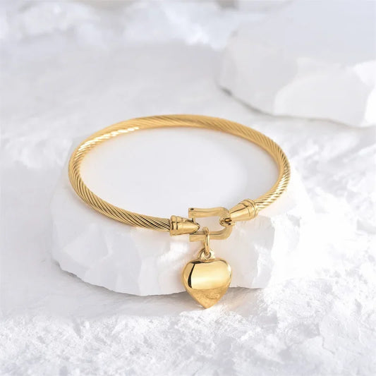 HeartGlow  Gold Stainless Steel Bangle Bracelet