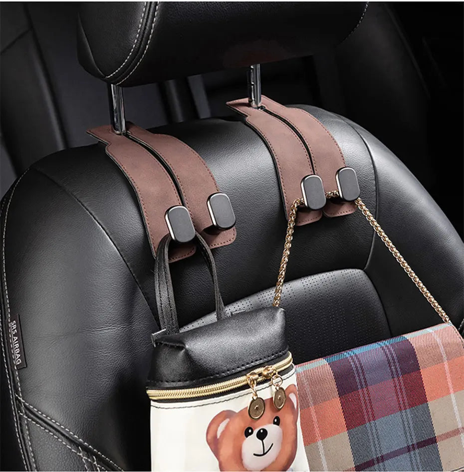 SuedeGrip™ – Premium Car Headrest Hook (20KG Load Capacity)