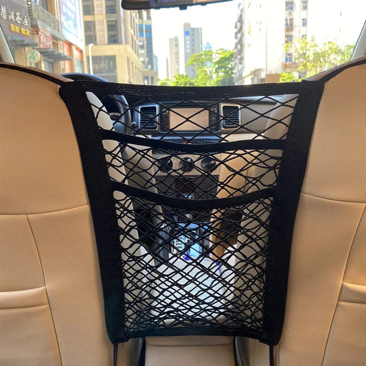 SafeNet™ – Elastic Car Storage Net &amp; Pet Barrier for Front Seats