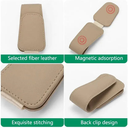 MagnoClip™ – Leather Magnetic Car Sun Visor Glasses Holder