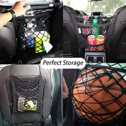 SafeNet™ – Elastic Car Storage Net &amp; Pet Barrier for Front Seats