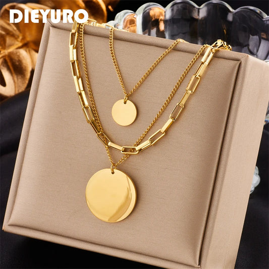 AuroraLayer Necklace | Golden Radiance in Three Layers