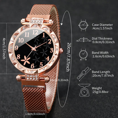 Stellar Bloom Set | Golden Watch & Starry Bracelet
