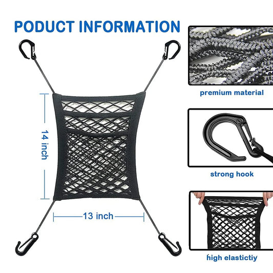 SafeNet™ – Elastic Car Storage Net &amp; Pet Barrier for Front Seats