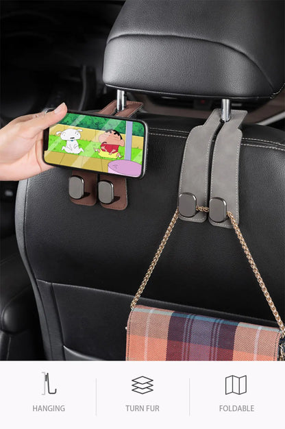 SuedeGrip™ – Premium Car Headrest Hook (20KG Load Capacity)
